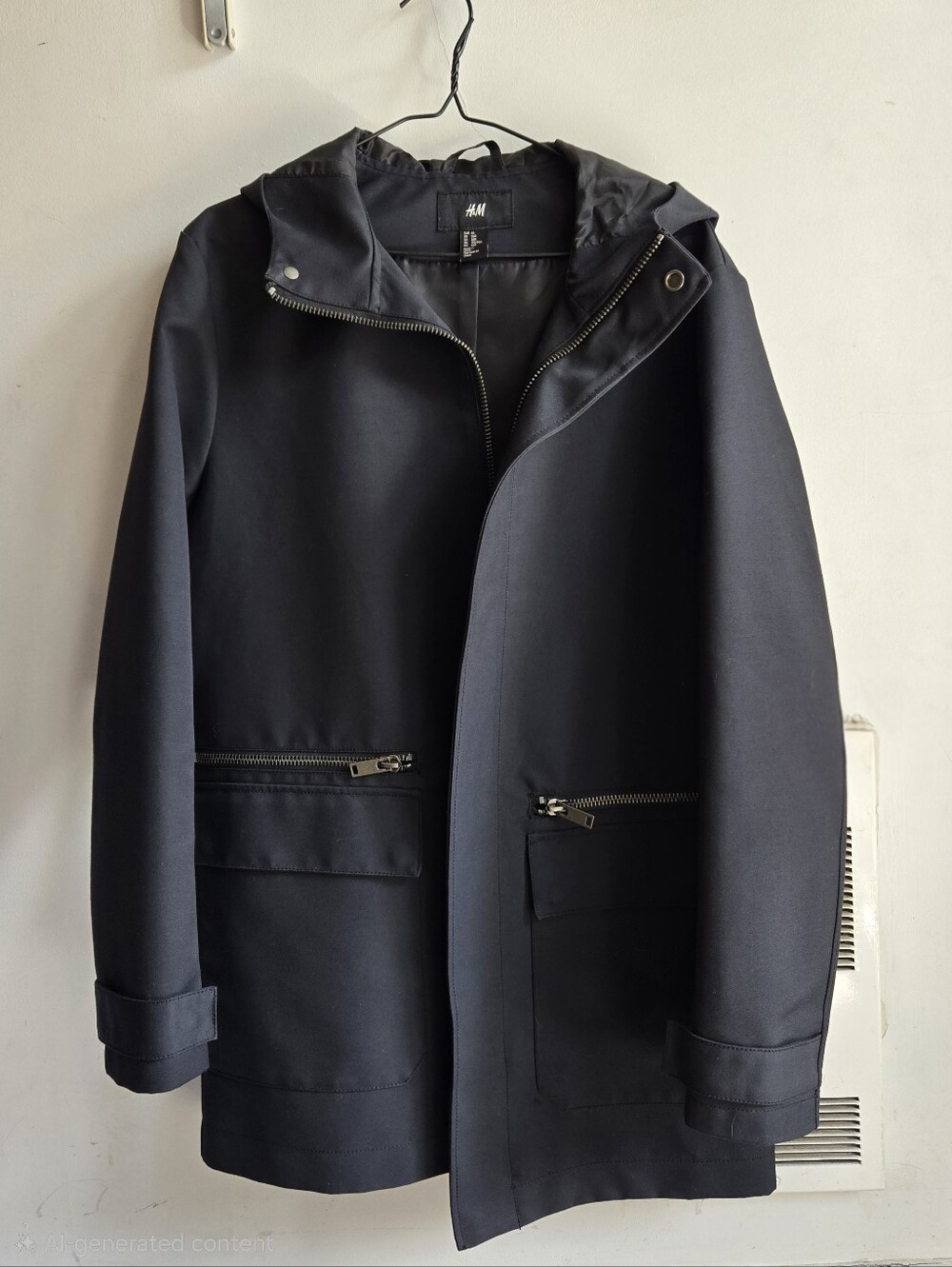 H&M - Men's Black Hooded Long Coat